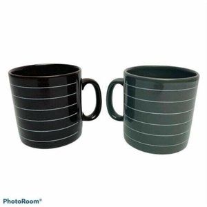 FPC England Mugs Lot Of 2 Coffee Tea Cup Striped Brown Gray White Vintage